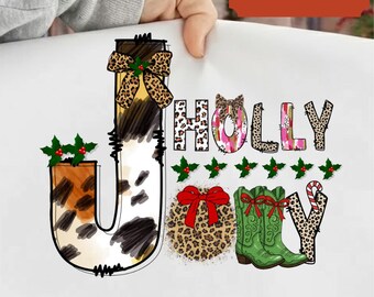 Vaquera navideña PNG, sublimación de vacaciones del oeste (descarga digital)