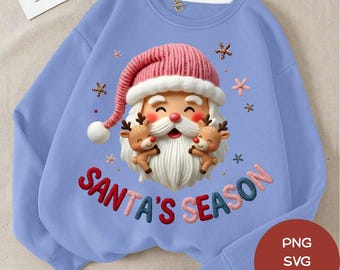 Papá Noel de hilo grueso PNG, Clipart navideño coqueto (Descarga digital)