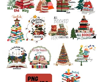 Paquete PNG de pila de libros navideños: Diseños de lectura para las fiestas (descarga digital)