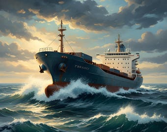 Pintura de un naufragio de Edmund Fitzgerald, arte marítimo vintage (descarga digital)