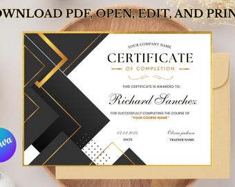 Editable Certificate of Completion Template, Beauty Award (Canva Template)