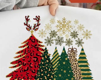 Clipart de árbol de Navidad con estampado de leopardo – Descarga PNG SVG navideña