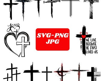 Paquete SVG de cruces grunge: diseños gráficos cristianos (archivos digitales)