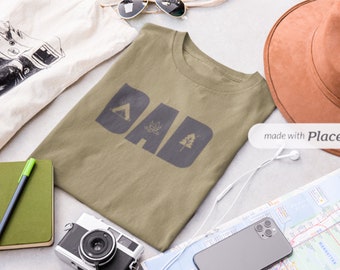Camiseta de acampamento para pais: presente de aventura ao ar livre para o dia dos pais