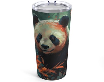 40 Ounce Hector The Panda Steel Tumbler W/ Handle & Straw