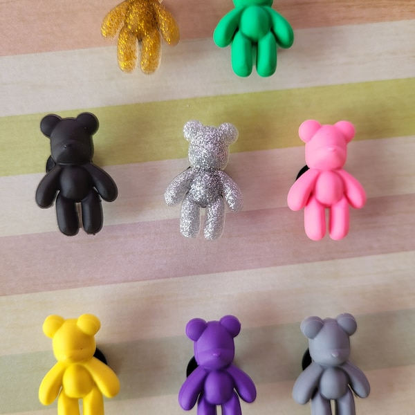 Colourful Teddy bear croc charms / jibbitz