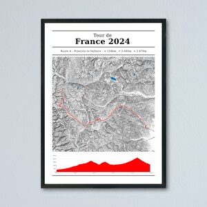 Tour de France Route Map 2024,  Minimalist Bike Poster, Cyclist's Gift, Digital Map Print, Cycling Wall Decor, Cycling Art, Track 4