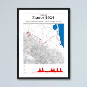 Tour de France Route Map 2024,  Minimalist Bike Poster, Cyclist's Gift, Digital Map Print, Cycling Wall Decor, Cycling Art, Track 2