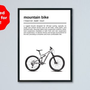 Mountain Bike Printable Poster, Minimalist Bike Poster, Cyclist's Gift, Digital Download Art Print, Mountain Biking Wall Decor, Cycling Art