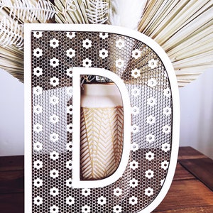 Signo de carta de ratán / Decoración estética / Decoración boho / Decoración de estantería / decoración de carta de ratán margarita / decoración de iniciales de parejas / decoración de boda /