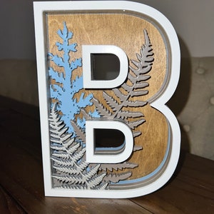 Nursery decor, wall art, nature decor, wood signs, alphabet letter sign, layered letters, baby shower decor, forest wall art, fern decor, image 4