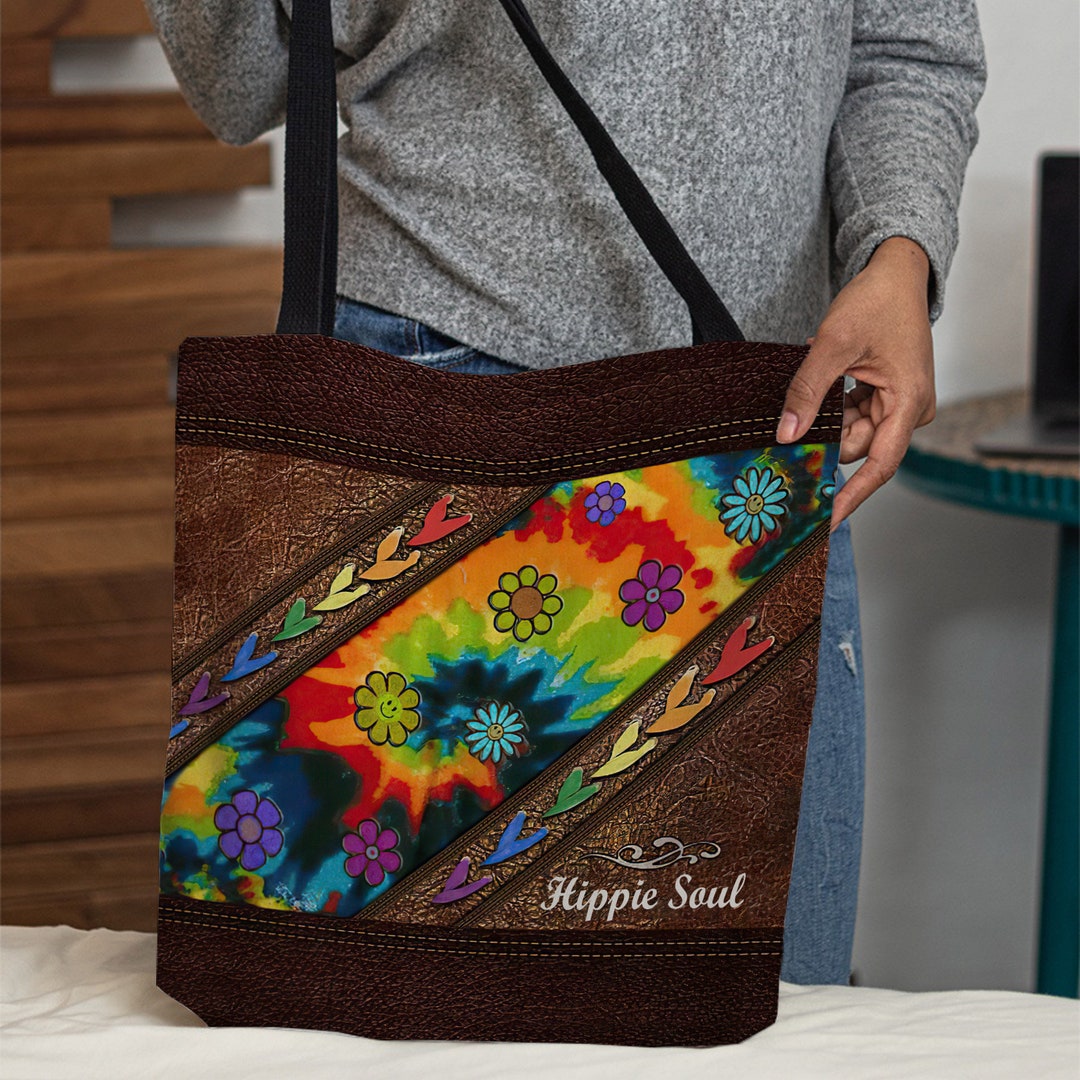 Personalized Hippie Tote Bag Hippie Soul Handbag Hippie Tie Etsy