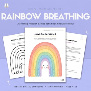 Rainbow Breathing for Kids | Calm Down Corner Mindfulness Poster | Deep Breathing Exercise Printable |  Calm Kids Club