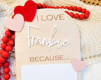 Personalized I Love You Because Dry Erase Board, Valentine's Gift