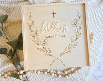 Personalized Wooden Baptism Memory Box, Custom Engraved Keepsake Gift for Baby, Christening Day Keepsake, Newborn Baby Gift