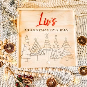 Caja de Nochebuena de Madera Personalizada, Caja Grande Grabada 25 cm, Nochebuena Familiar, Caja de Navidad Reutilizable Caja de Nochebuena, Caja de Navidad