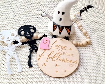 Letrero de madera para primer Halloween de bebé, regalo personalizado de Halloween