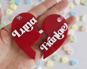 Personalized Heart Keychain, Valentine's Gift Tag, Bestie Gift