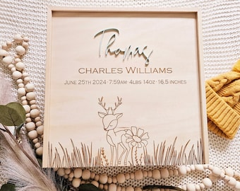 Personalized Wooden Baby Keepsake Box, Laser Engraved Memory Box