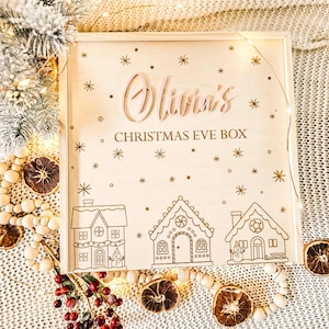 Caja de Nochebuena de madera personalizada, Nochebuena familiar, Caja navideña reutilizable Caja de Nochebuena, Caja navideña, Navidad personalizada