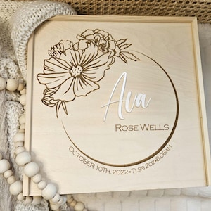 Caja de memoria, Caja de recuerdos de madera, Caja de memoria personalizada, Caja de bebé nueva, Regalo de baby shower, Regalo de nuevo bebé, Regalo de baby shower personalizado, Nueva mamá