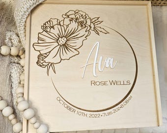 Personalisierte Baby Erinnerungsbox, Erinnerungsbox aus Holz mit Gravur