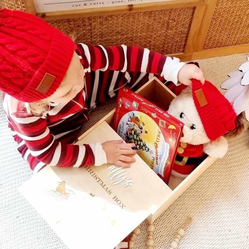 Personalized Wooden Christmas Eve Box, Family Xmas Eve, Reusable