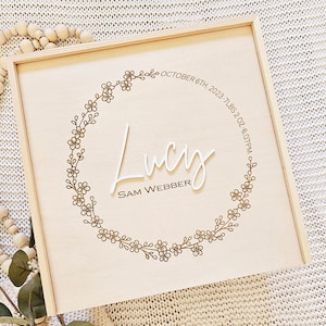 Caja de memoria, Caja de recuerdos de madera, Caja de memoria personalizada, Caja de bebé nueva, Regalo de baby shower, Regalo de nuevo bebé, Regalo de baby shower personalizado, Nueva mamá