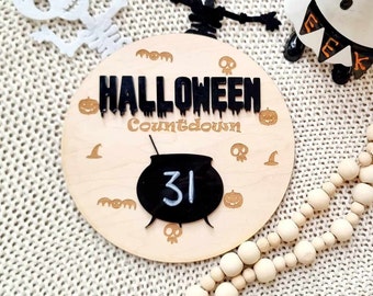 Halloween Countdown Board, Spooky Wood Decor, Boo Basket Gift