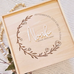 Caja de memoria, Caja de recuerdos de madera, Caja de memoria personalizada, Caja de bebé nueva, Regalo de baby shower, Regalo de nuevo bebé, Regalo de baby shower personalizado, Nueva mamá
