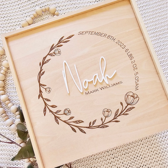 Memory box, Wooden keepsake box, Custom memory box, New baby box, Baby shower gift, New baby gift, Personalized baby shower gift, New mom