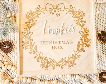 Personalized Wooden Christmas Eve Box, Engraved Xmas Keepsake