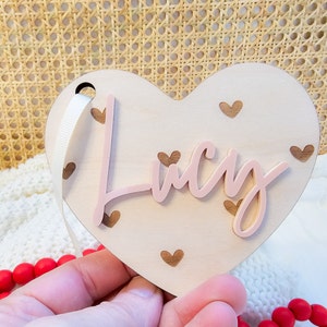 Valentine&#39;s Day Basket Tag, Personalized Valentine&#39;s Day Name Tag, Custom Basket Tag, Acrylic Heart Name Tag, Acrylic Heart Tag, Acrylic Tag