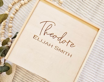Personalized Pine Wood Baby Keepsake Box, Laser Engraved Memory Box