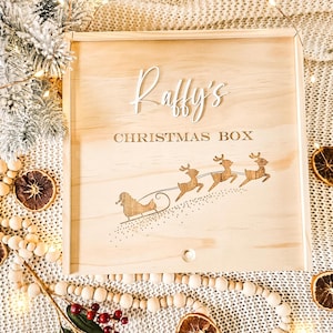 Caja de Nochebuena de Madera Personalizada, Caja Grande Grabada 25 cm, Nochebuena Familiar, Caja de Navidad Reutilizable Caja de Nochebuena, Caja de Navidad