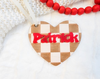Personalized Valentine's Day Basket Tag, Acrylic Heart