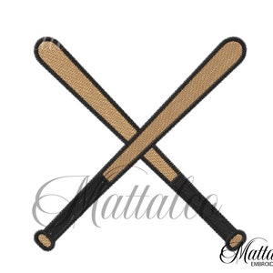 Bordado de equipo de bates de béisbol, diseño de apliques de bates de béisbol, bates de béisbol cruzados, patrón de bordado, diseño de bordado a máquina, mat30