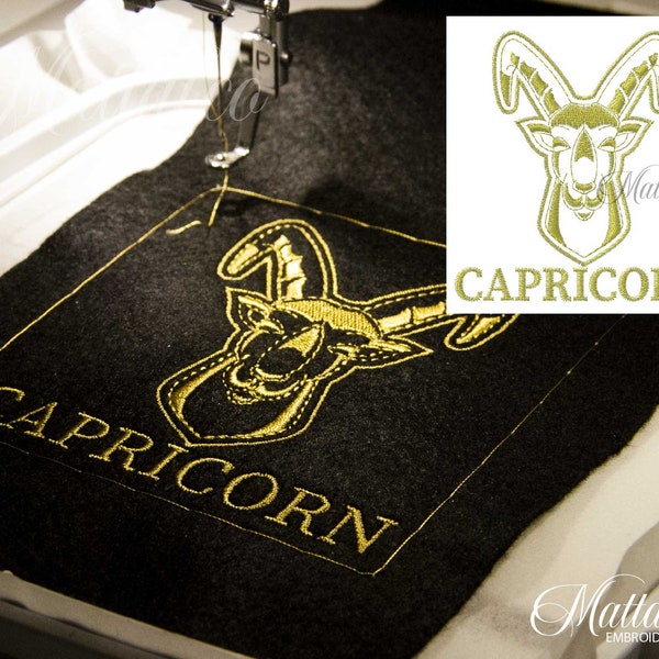 Capricorn Zodiac Sign Embroidery, Constellation Capricorn Star Sign, golden star signs embroidery pattern, machine embroidery design, mat18