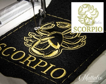Scorpio Zodiac Sign Embroidery, Constellation Scorpio Star Sign, golden star signs embroidery pattern, machine embroidery design, mat16