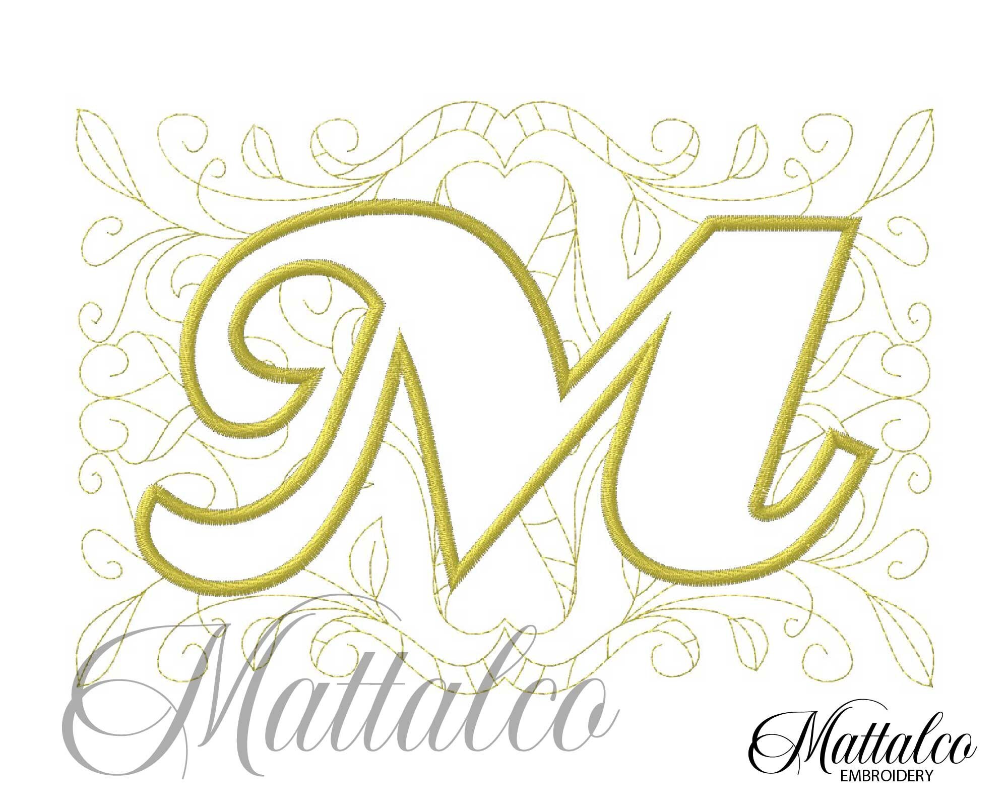 Letter M Monogram Embroidery Alphabet Letter M Golden Letter M Monogram ...
