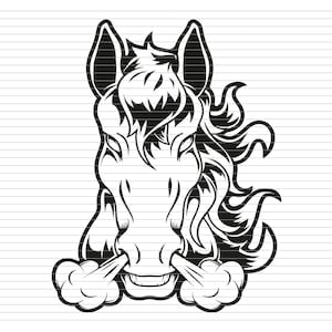 SNORTING HORSE SVG, angry horse head, mustang face snorting horse angry horse beautifull horse horse face horse cricut horse silhouette, p54