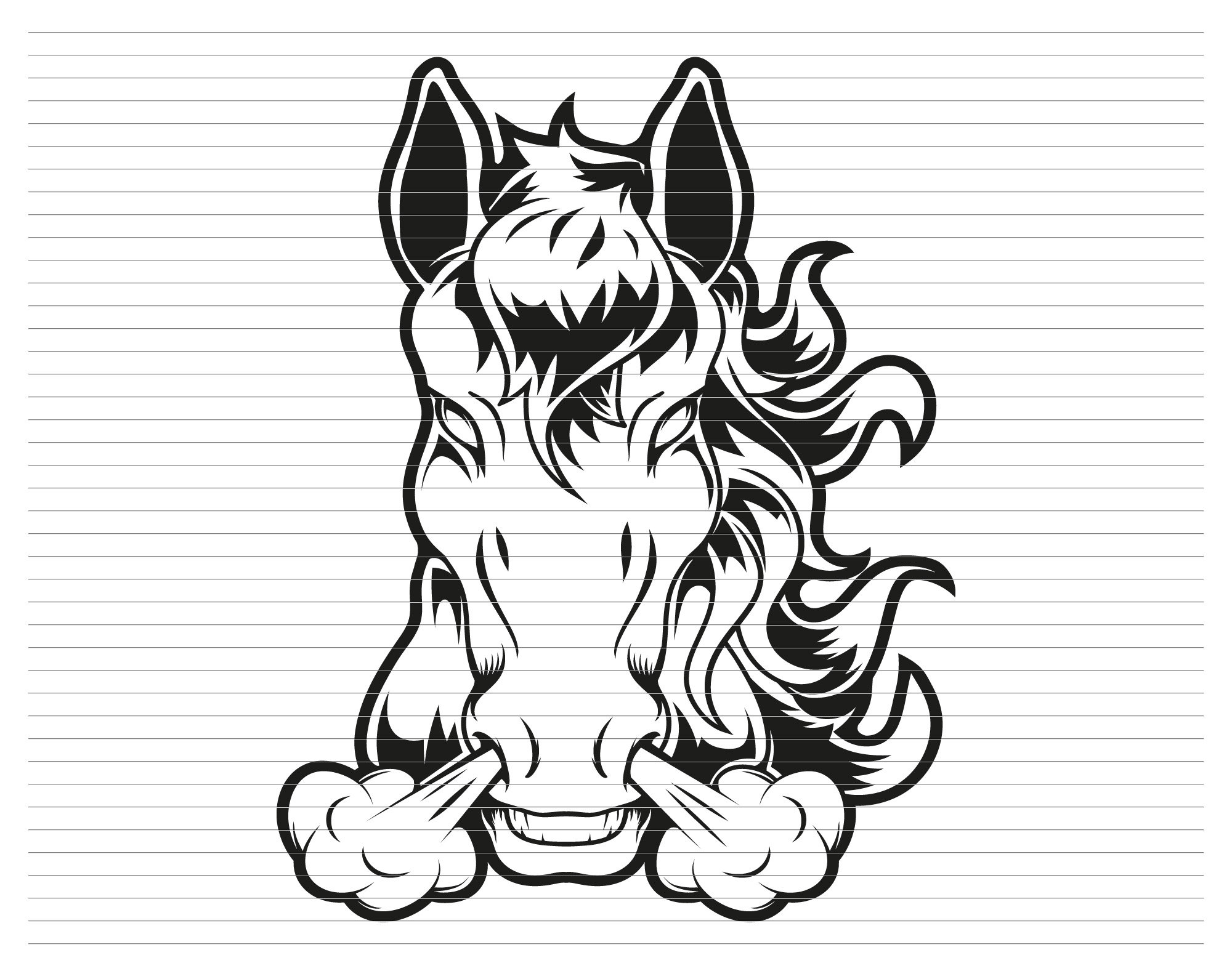 Angry Horse Face Drawing