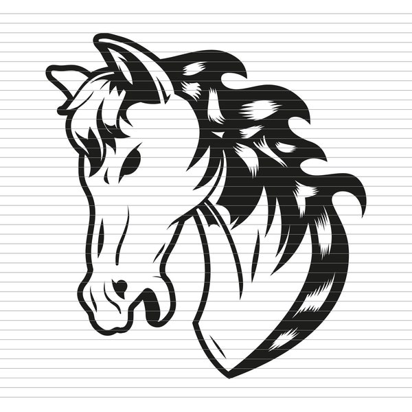 WILD HORSE SVG, horse head, beautifull horse, angry horse, wild horse, mustang face, horse face, horse cricut, horse head silhouette, p56