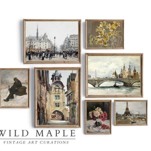 Vintage European Gallery Wall Art Print Set of 7,Paris, Vintage Home Decor PRINTABLE,Rustic European Paintings, Neutral Colors Print #01