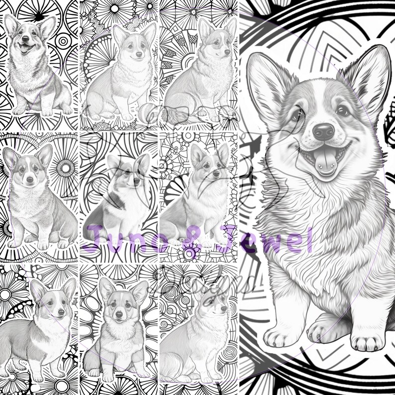 20 Corgi Adult Coloring Pages With Mandalas Dog Coloring - Etsy