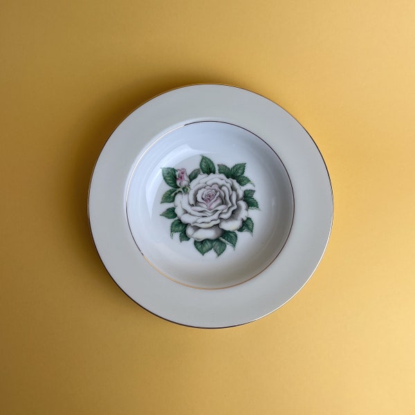 White Rose Soup Bowl