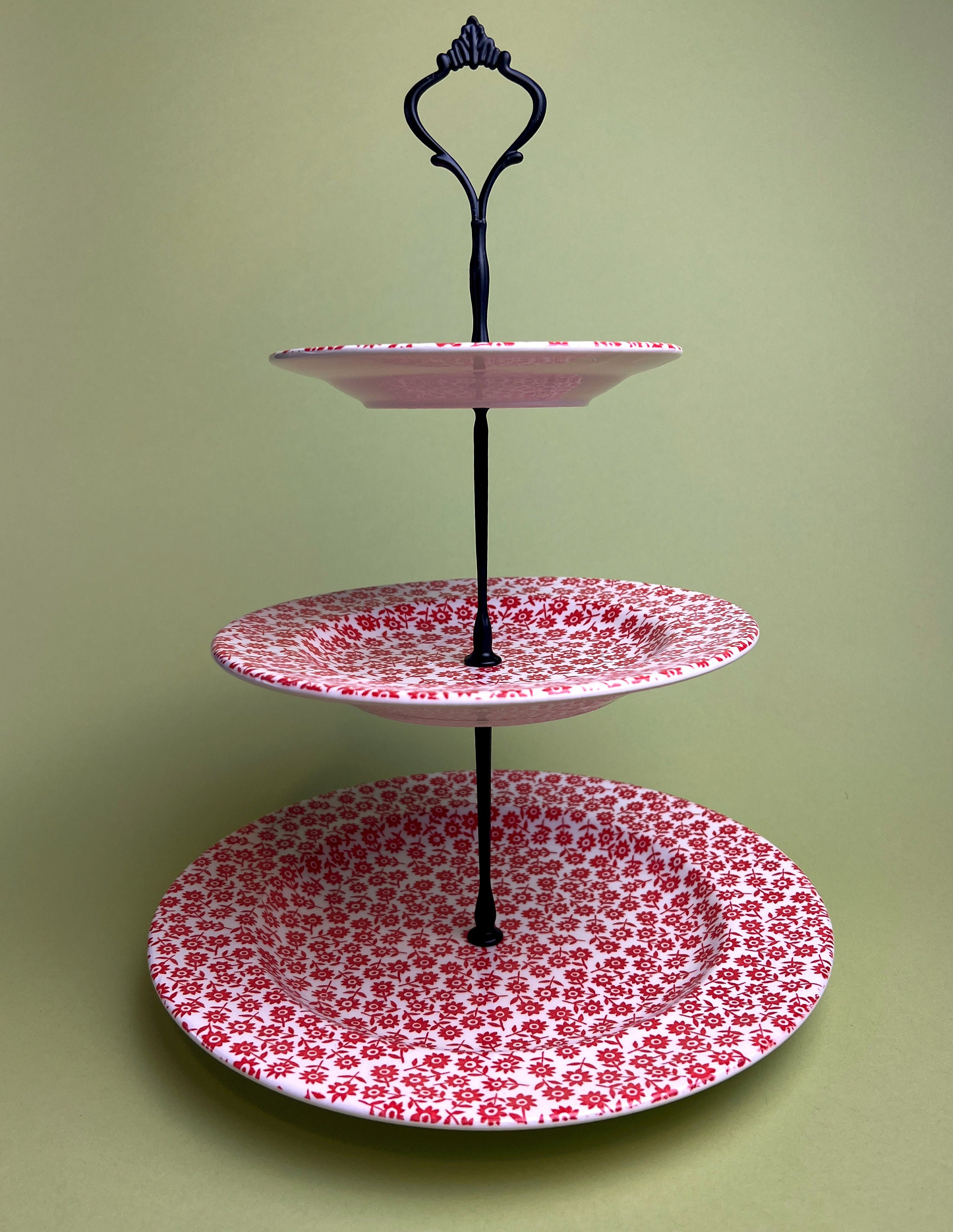 Red Flowers 3tier Serving Tray Etsy