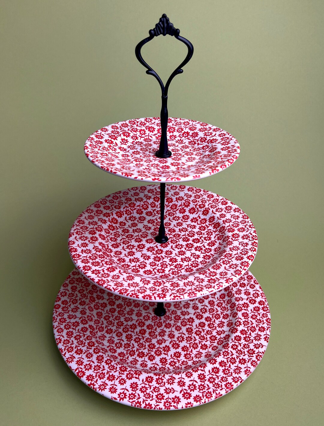 Red Flowers 3tier Serving Tray Etsy