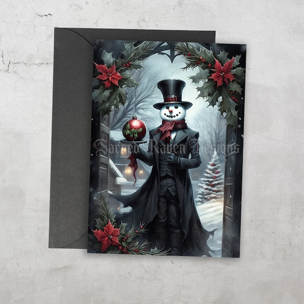 Gothic Snowmen | Art Greeting Card | Downloadable Art  | Digital Greeting Card | Printable Art Card |  Gothic | Holiday | Digital Download