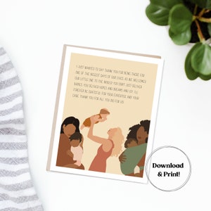 Gracias al equipo de obstetricia y ginecología / Descarga instantánea para imprimir / Doula / Personal de partos / Enfermera de partos y alumbramientos
